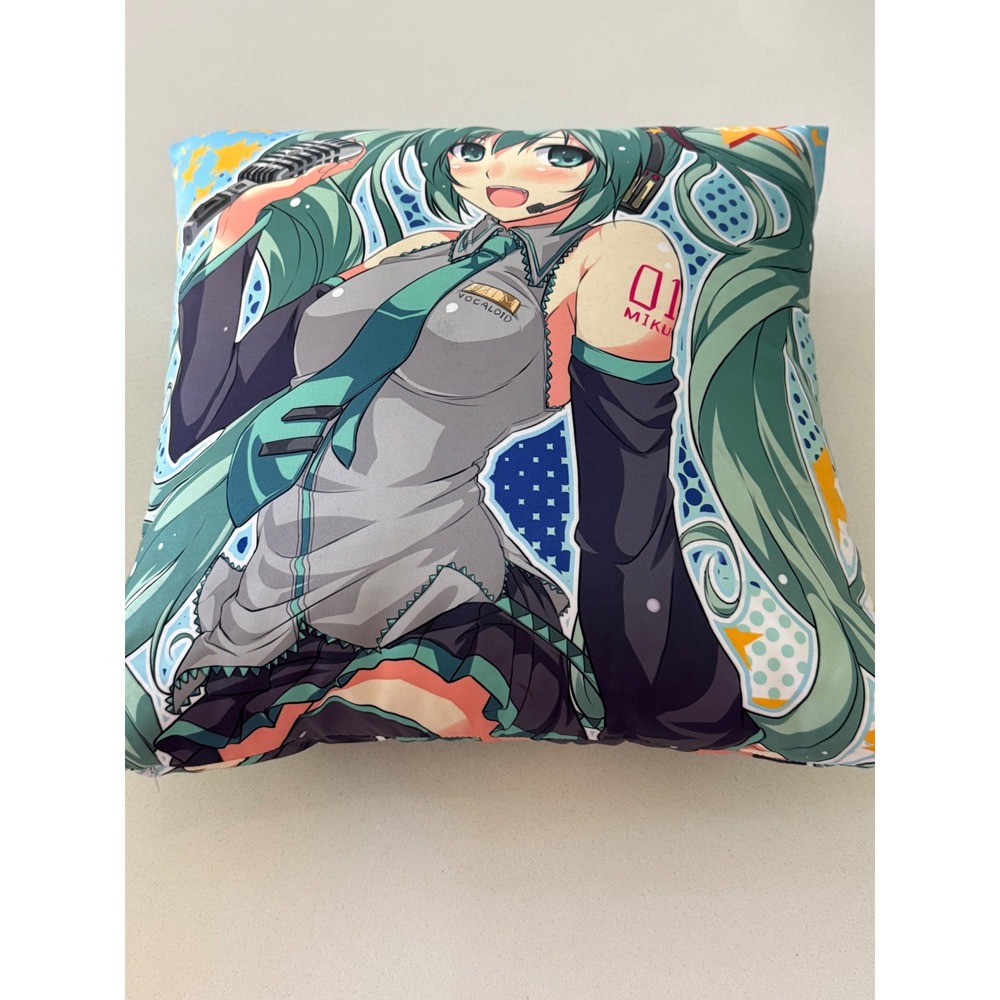 Hatsune Miku Vocaloid Sega Anime Decorative Square Plush Pillow Teal Grey 01 zip